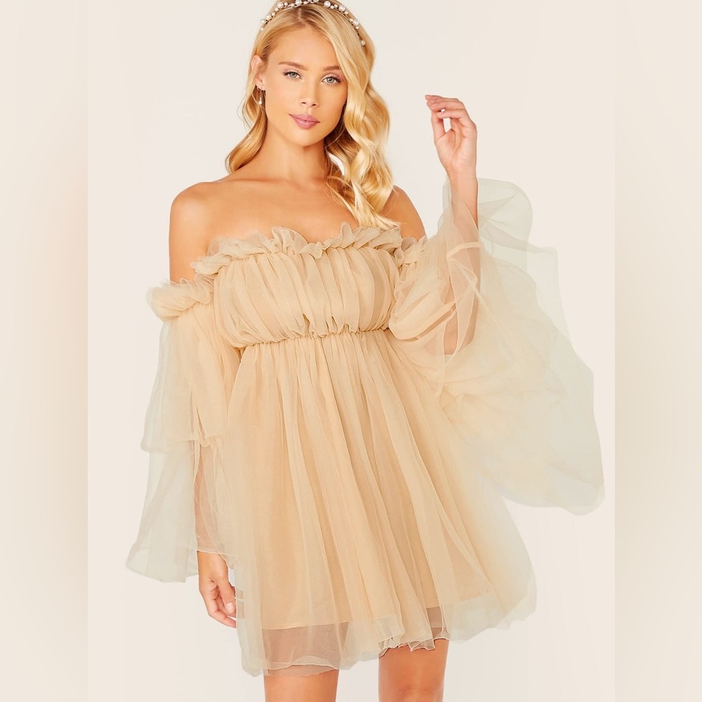 Elegant Cream Off-Shoulder Dress